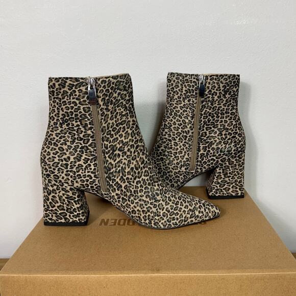 New Steve Madden Nix Leather Leopard Print Booties Women's Size 8 - Picture 5 of 9